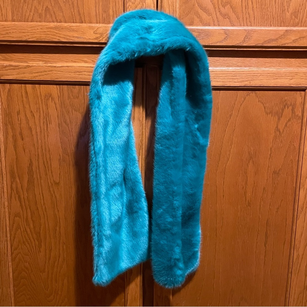 Talbots soft furry teal scarf